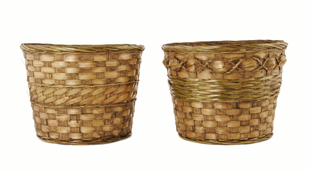 7&quot; Dark Stained Bamboo Basket Planter