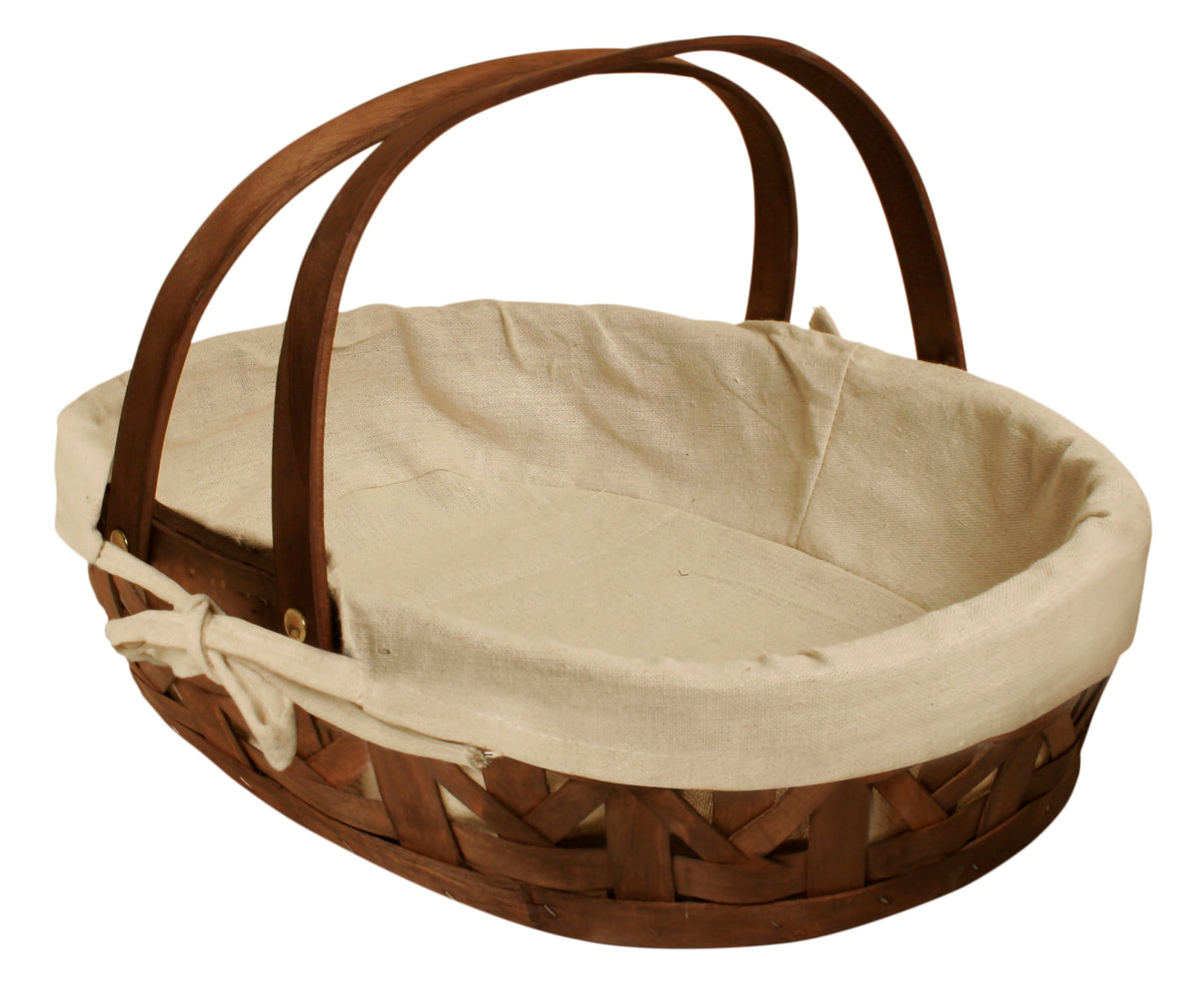 15&quot; Stained Woodchip Basket w/Cloth Liner