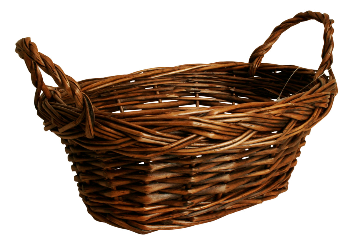 10&quot; Dark Brown Oval Willow Basket