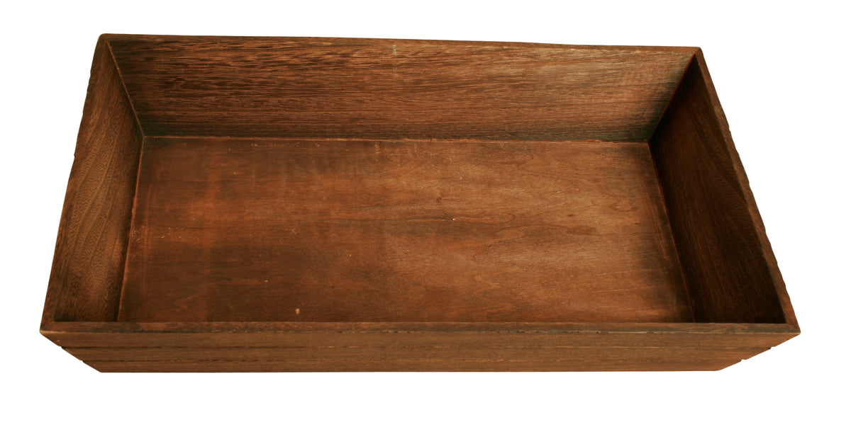 17&quot; Dark Stained Wood Grooved Serving Tray