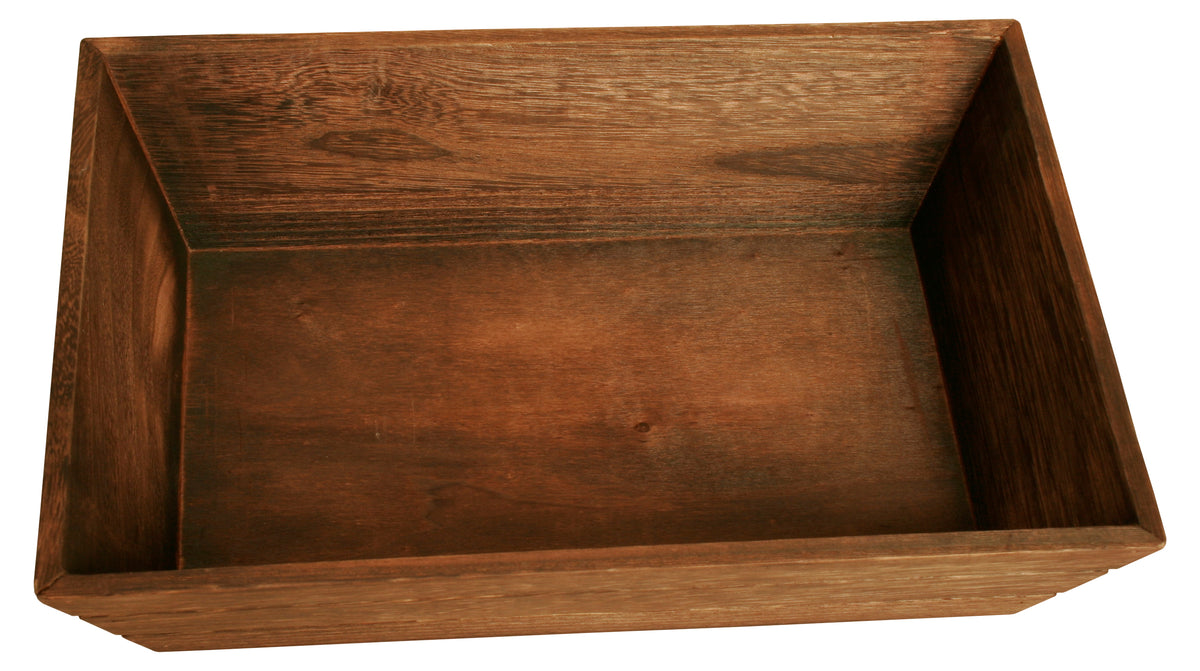 12&quot; Dark Stained Wood Grooved Serving Tray