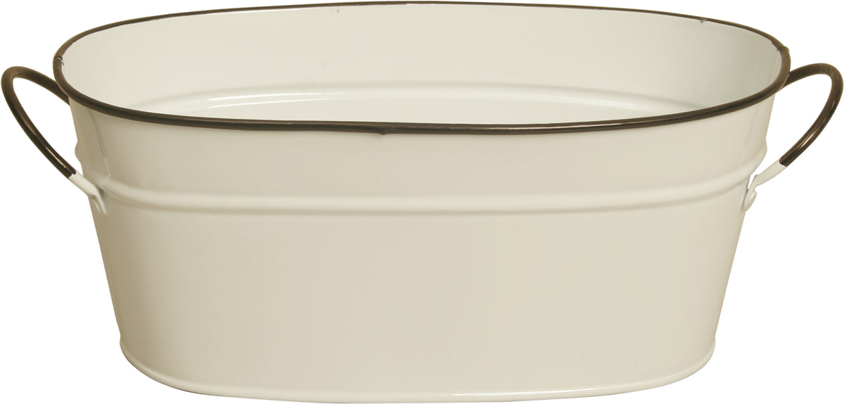 Double 4&quot; Pearl White Metal Planter