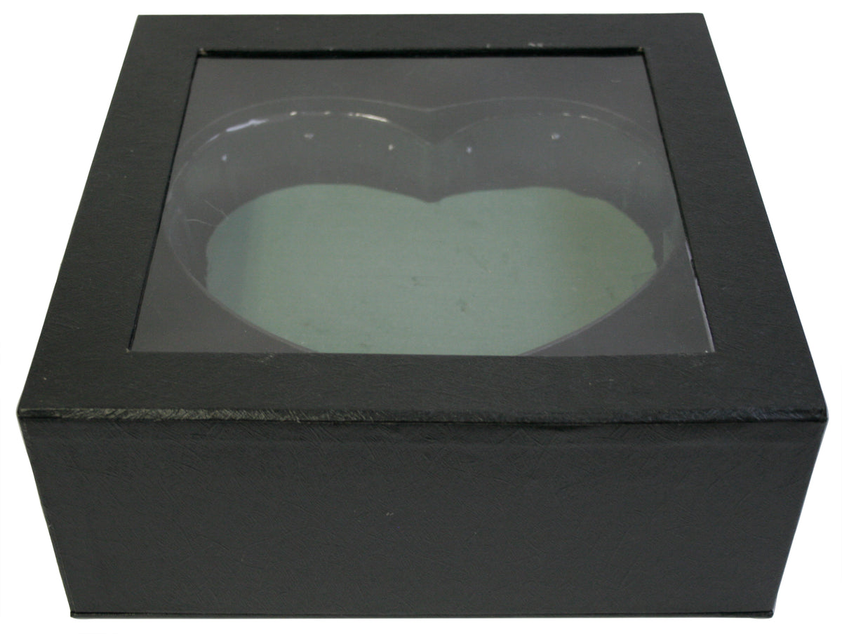 Black Square Heart Window Box w/Liner