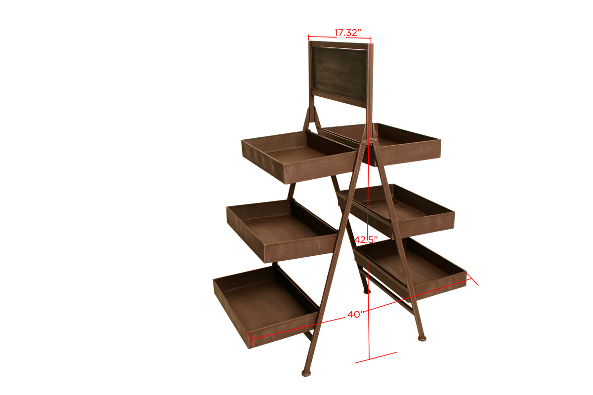 Display Folding Display Ladder w/ Chalkboard Brn