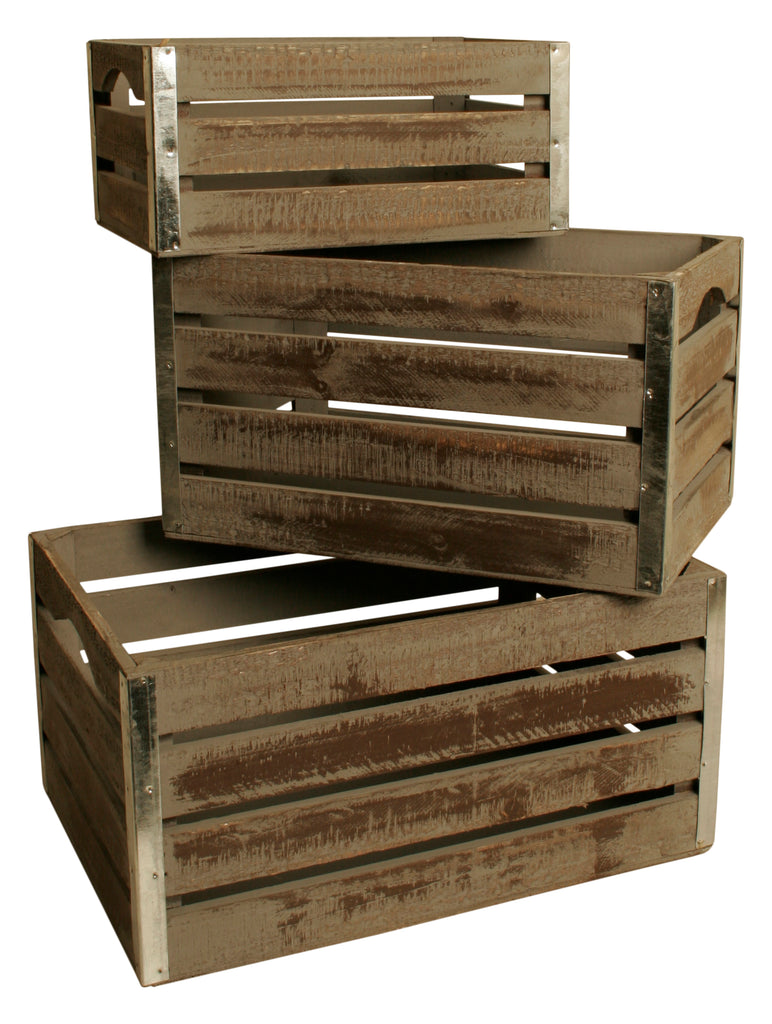 14 Rustic Farmhouse Wood Crate w/Lid  Rustic Wood Crates & Containers -  Wald Imports